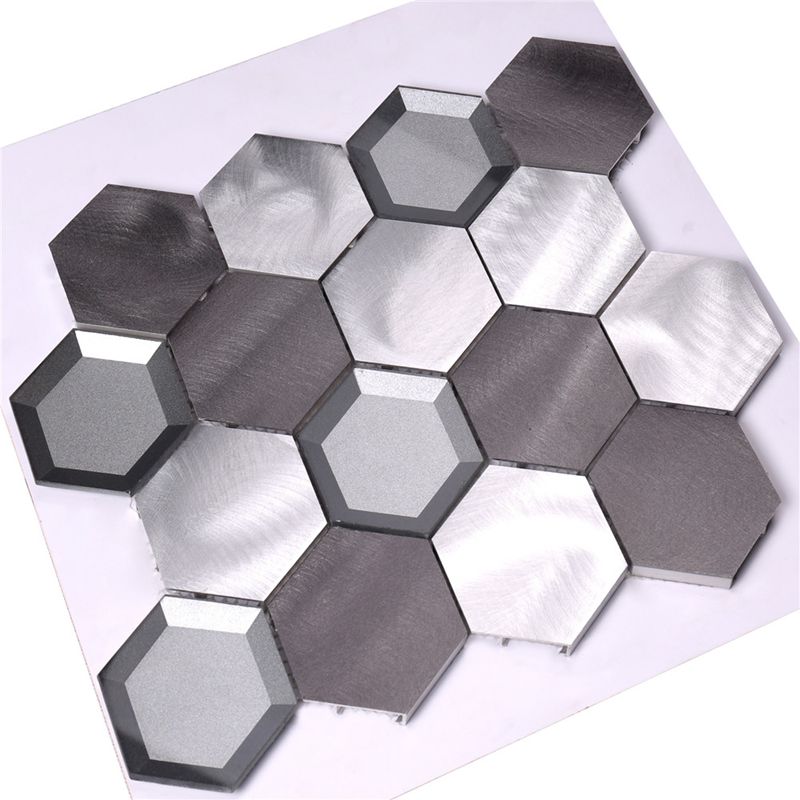 Αλουμινίου Μεταλλικά μίγμα Γυαλί Hexagon Μωσαϊκό πλακάκι για κουζίνα Backsplash τοίχο