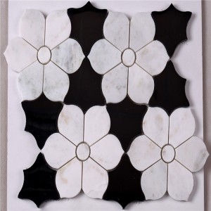 HSC62 Όμορφο μαύρο και λευκό κεραμίδι Μπάνιο με μαρμάρινο μωσαϊκό πλακάκι δαπέδου και κεραμίδι τοίχου