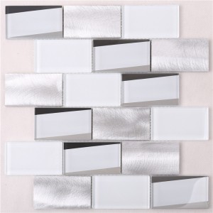 HMB12 Νέα άφιξη Super White Glass Metal 12x12 ψηφιδωτό πλακάκι ψηφιδωτό για κουζίνα