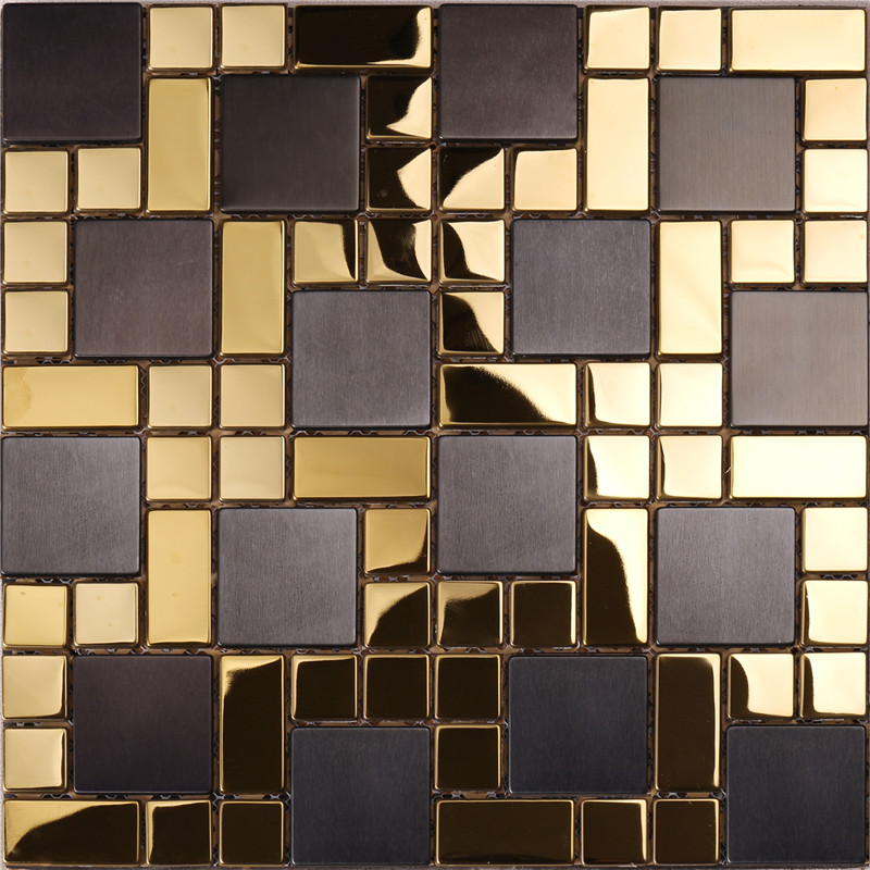 HSW18138 πλατεία σχήμα μαύρο μίξε Gold πλακάκια μωσαϊκό