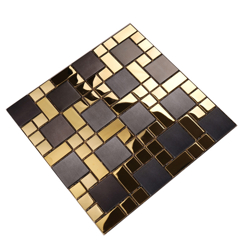 HSW18138 πλατεία σχήμα μαύρο μίξε Gold πλακάκια μωσαϊκό