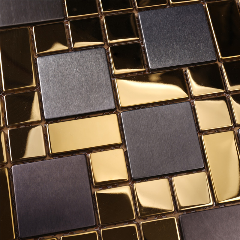 HSW18138 πλατεία σχήμα μαύρο μίξε Gold πλακάκια μωσαϊκό
