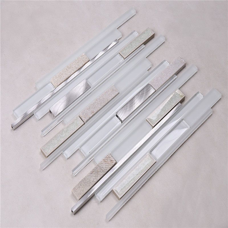 HSD124 Εργοστάσιο Άμεση Ocean Blue Crystal Glass Strip Μωσαϊκό πλακάκι