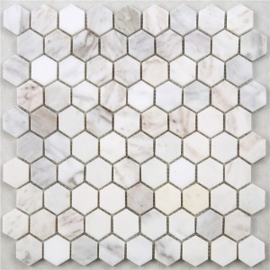 SDL40 Λευκό Carrara Hexagon Μάρμαρο Μωσαϊκό Πλακάκια Μενταγιόν για Μπάνιο Κουζίνας Πλακάκια
