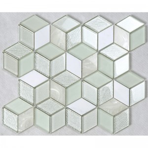 3D Effect Κρύσταλλο Hexagon Γυαλί Μωσαϊκό Άσπρο Κουζίνα Backsplash Countertop Διακόσμηση Τείχη Κεραμίδια