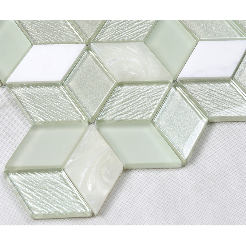 3D Effect Κρύσταλλο Hexagon Γυαλί Μωσαϊκό Άσπρο Κουζίνα Backsplash Countertop Διακόσμηση Τείχη Κεραμίδια