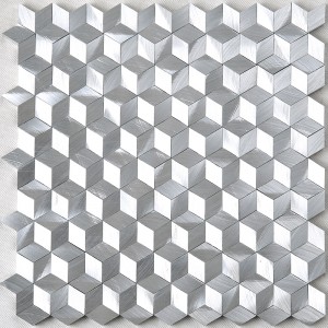 Τρισδιάστατο σχήμα διαμαντιού σχήμα Ασημί Λευκό αλουμινίου εξάγωνο Ψηφιδωτό πλακάκι για τοίχο διακόσμησης
