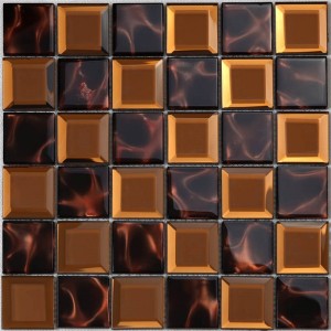 HXY37 Νέο σχέδιο τετράγωνο Verona Μοναδικό Crystal Beveled Edge Καθρέφτης Ψηφιδωτό Πλακάκι Χαλκός Backsplash