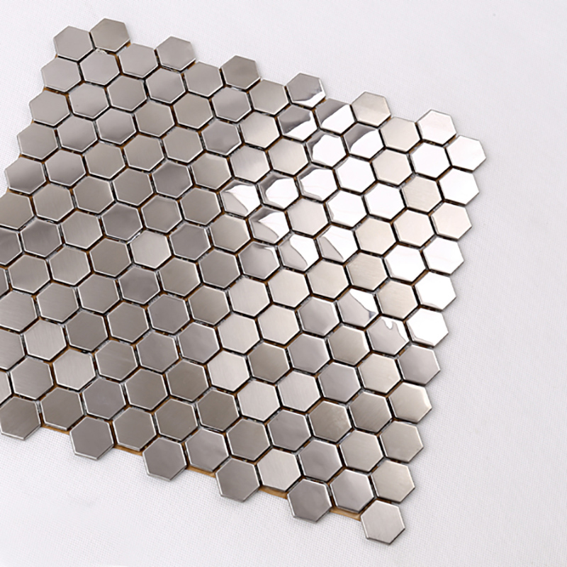 Premium υψηλής ποιότητας Hexagon από ανοξείδωτο χάλυβα μεταλλικό μωσαϊκό κουζίνα splash πλακάκια πίσω