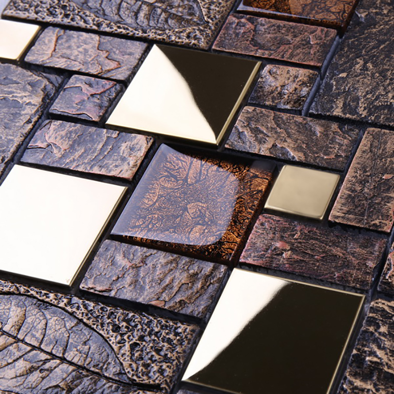 Πολυτελής Σχεδίαση Μπάνιου Glitter Crystal Glass Mixed Χρυσό Μεταλλικό Πλακάκι Μωσαϊκό Για Διακόσμηση Τοίχου