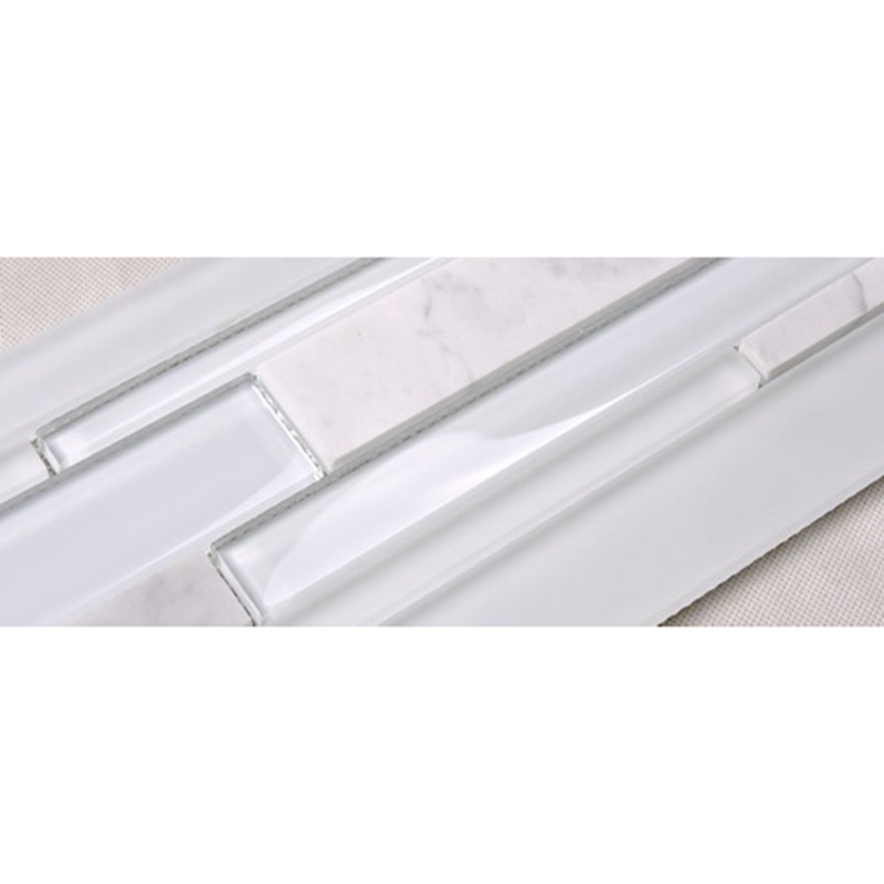 HSD131 Ζεστό Πώληση Τελευταία Σχεδιασμός Λευκό Carrara Μάρμαρο Μικτή Γυαλί Μωσαϊκό Κουζίνα Backsplash Μετρό Πλακάκια