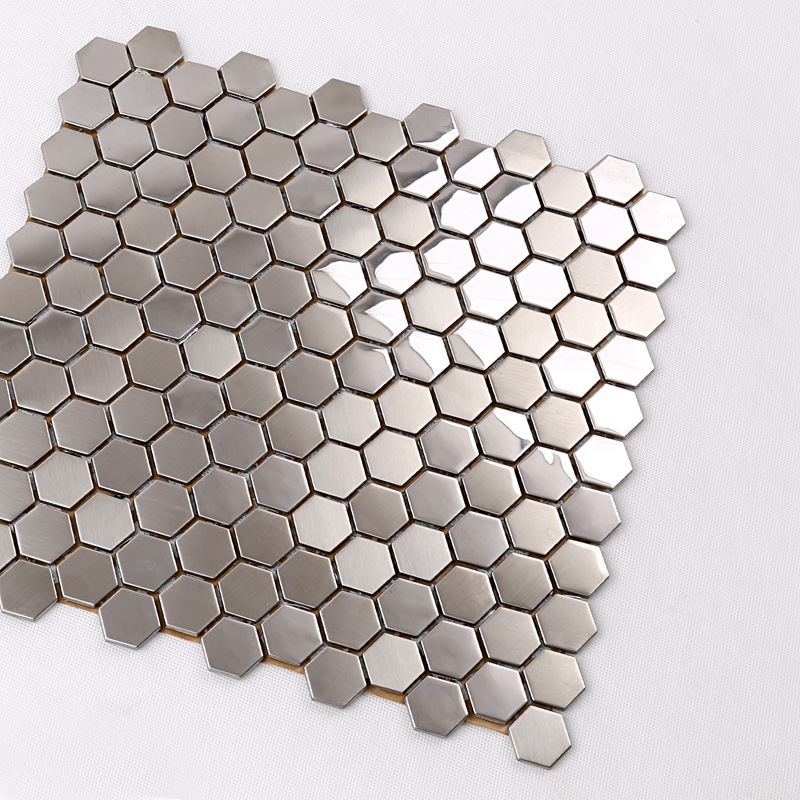 SA16 Premium υψηλής ποιότητας Hexagon από ανοξείδωτο χάλυβα μεταλλικό μωσαϊκό κουζίνα splash πλακάκια πίσω